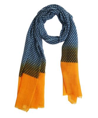 Grey/Yellow Dotted Print Wool Shawl (70X200 cm) 3