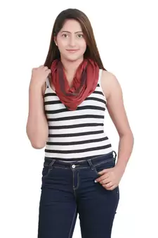 Maroon/Black Modal Wool Stole (50X180 cm)