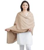 Beige Paisley Fine Wool Shawl (70X200 cm)