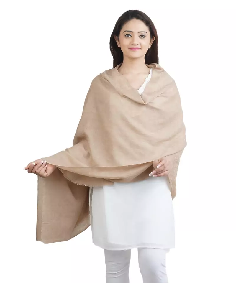 Beige Paisley Fine Wool Shawl (70X200 cm)