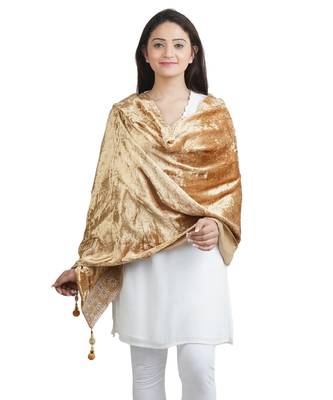 Gold Solid Velvet Shawl (65X200 cm) 1