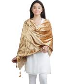 Gold Solid Velvet Shawl (65X200 cm)