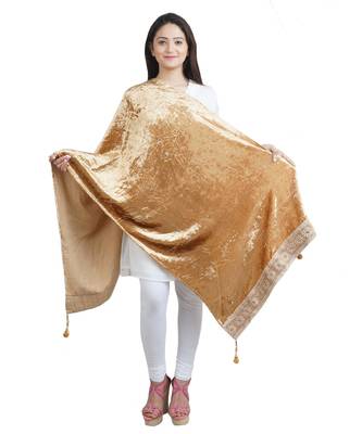 Gold Solid Velvet Shawl (65X200 cm) 3
