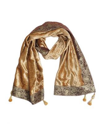 Gold Solid Velvet Shawl (65X200 cm) 4