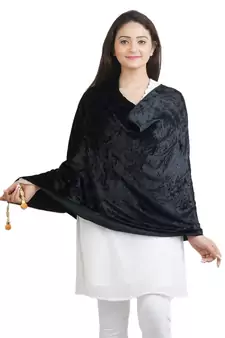 Black Velvet Shawl (65X200 cm)