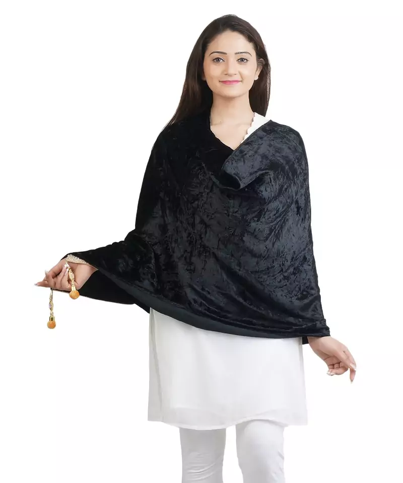 Black Velvet Shawl (65X200 cm)