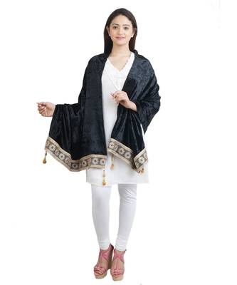 Black Velvet Shawl (65X200 cm) 2