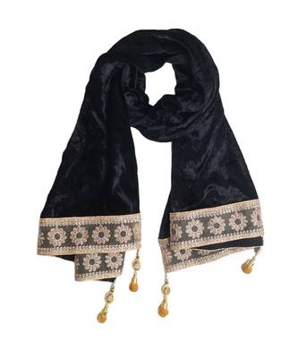 Black Velvet Shawl (65X200 cm) 4