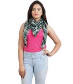 Green Multicolour Checkered Viscose Lurex Stole (100X180 cm)