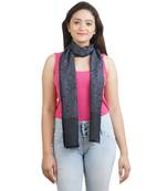 Grey/Black Paisley Jacquard Viscose Stole (25X180 cm)