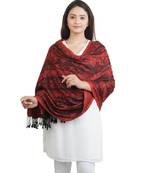 Maroon/Black Floral Viscose shawl (70X200 cm)