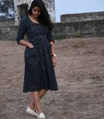 Dark blue handwoven ikat dress