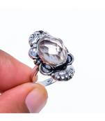 Radiant Smokey Quartz Ethnic Silver Jewelry Ring Size 7 Ar4751