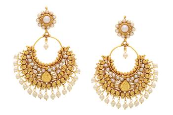 Beautiful Pearls Chand Bali Hangings 1