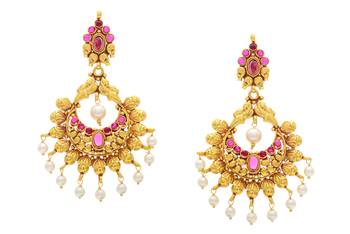 Beautiful Pearls Chand Bali Hangings 1