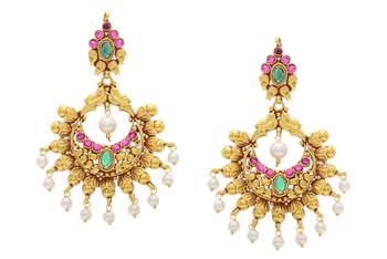 Beautiful Pearls Chand Bali Hangings 1