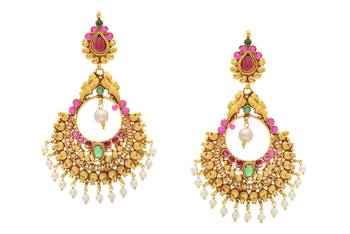 Beautiful Pearls Chand Bali Hangings 1