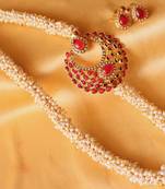 Stunning Pearl Cluster Huge Pink  Bali Mugappu Short Haar Set