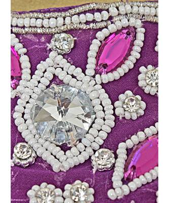 Purple Embroidered Crystal Beads work Chiffon Kaftan Gown Farasha 3