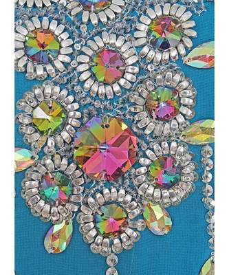 Turquoise Blue Embroidered stone work Traditional Chiffon Kaftan Gown Farasha 3