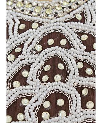 Brown Embroidered Stone Beads work Traditional Chiffon Kaftan Gown Farasha 4