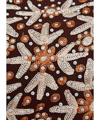 Brown Embroidered Traditional Classic Arabian Chiffon Kaftan Abaya Farasha 3