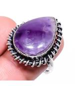 African Amethyst Gemstone Silver Jewelry Ring Size 8