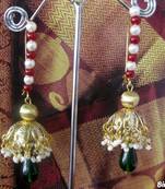 Brass_Jhumkas_White_Green_Red_Beads