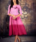 Pink embroidered rayon kurti