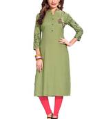 Light-green embroidered rayon kurti