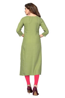 Light-green embroidered rayon kurti 2