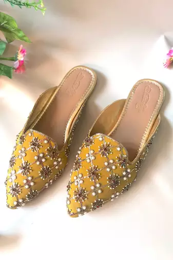 Slip on Pointed loafers with soft Gold cushioning sole