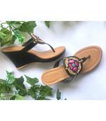 Gold Rivet Black Wedges