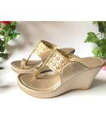 Dusty Gold , Gold Filigree Kolapuri Wedges