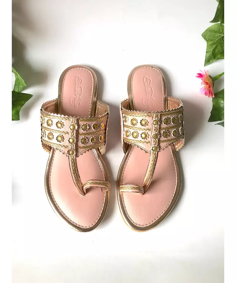 Dusty Pink Gold Filigree Kolapuri