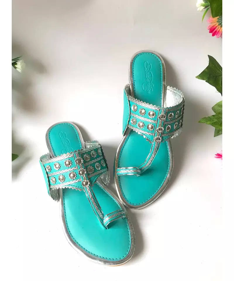 Turquoise Silver filigree Kolapuri