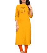 Yellow plain rayon kurti