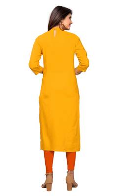 Yellow plain rayon kurti 2