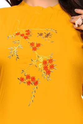 Yellow plain rayon kurti 4