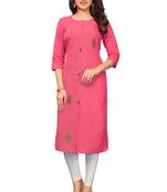 Pink plain cotton kurti
