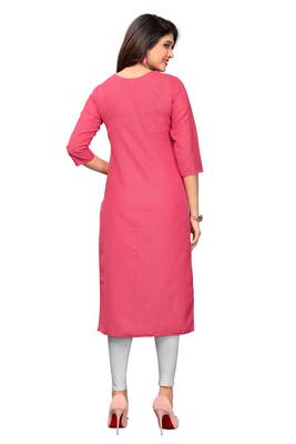 Pink plain cotton kurti 2