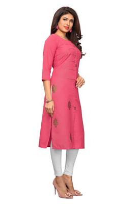 Pink plain cotton kurti 3