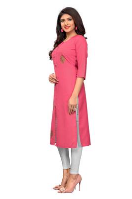 Pink plain cotton kurti 4