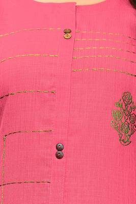 Pink plain cotton kurti 5