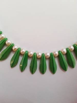 White & Green Beaded Necklace for kids 2