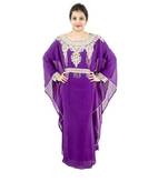Purple embroidered georgette islamic-kaftans