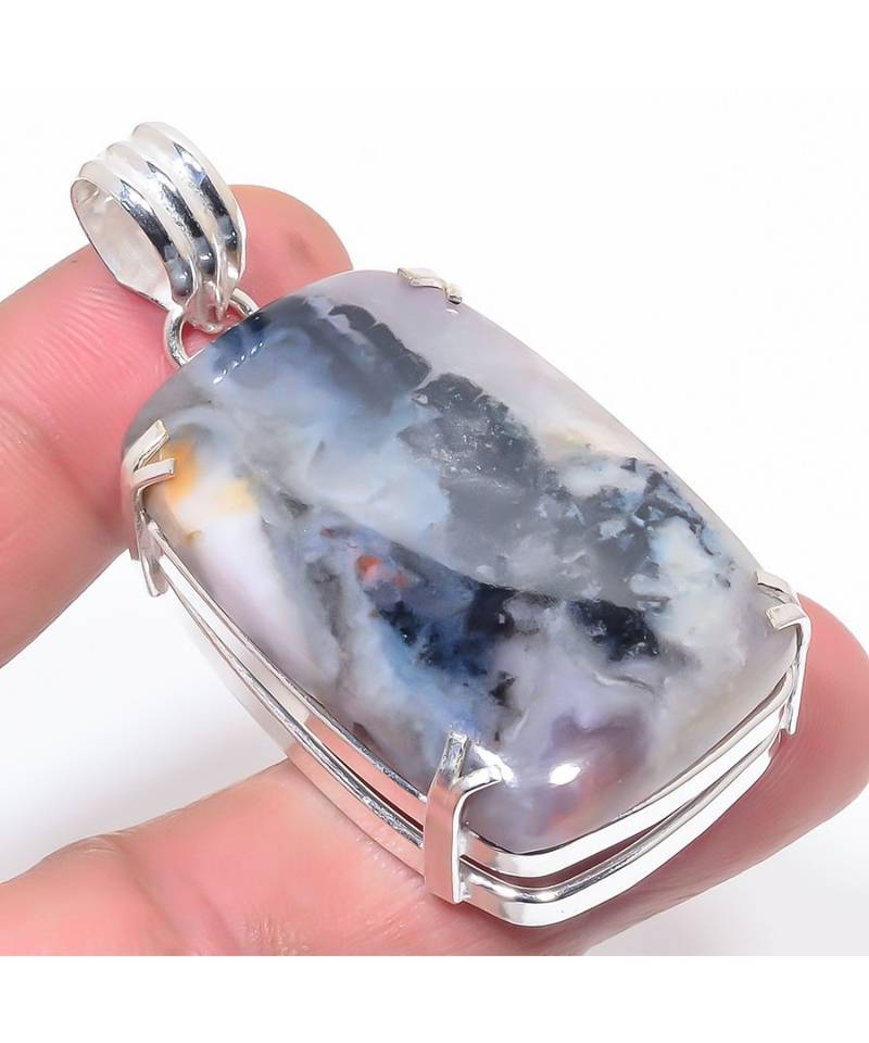 Arctic Fume Opal Gemstone  Silver Jewelry Pendant 2.0"