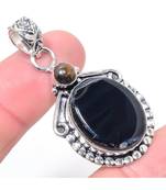 Bootswana Lace Agate  Silver Jewelry Pendant 1.9"