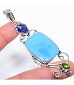 Santa Rosa Turquoise  Silver Jewelry Pendant 3.5"