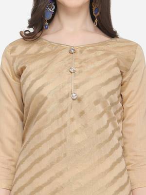 Beige Silk blend Jacquard Work Unstitched Dress Material For Women's 2